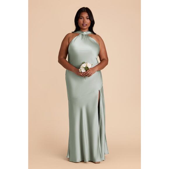 Birdy Grey Eileen Matte Satin Halter Sleeveless Dress - S - Picture 1 of 6